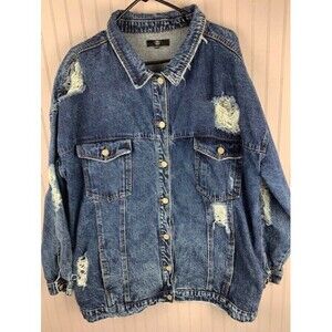Missguided Size US 18 Womens Jacket Destroyed Denim Jean